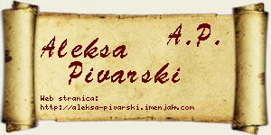 Aleksa Pivarski vizit kartica